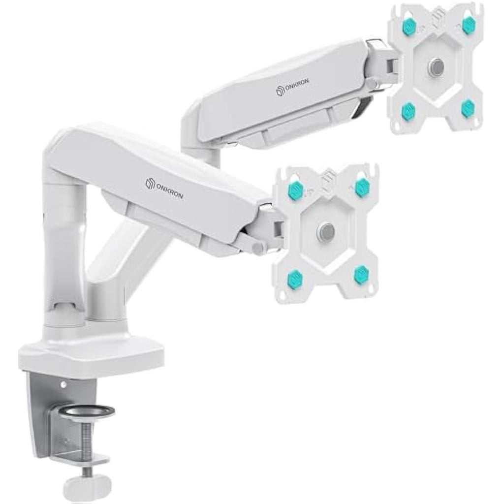 ONKRON G160-W White Dual Monitor Arm – Gas Spring Desk Mount for 13-32"