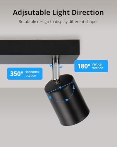 Gr4tec 5-Way LED Ceiling Light | Matte Black Modern GU10 Spotlight Bar