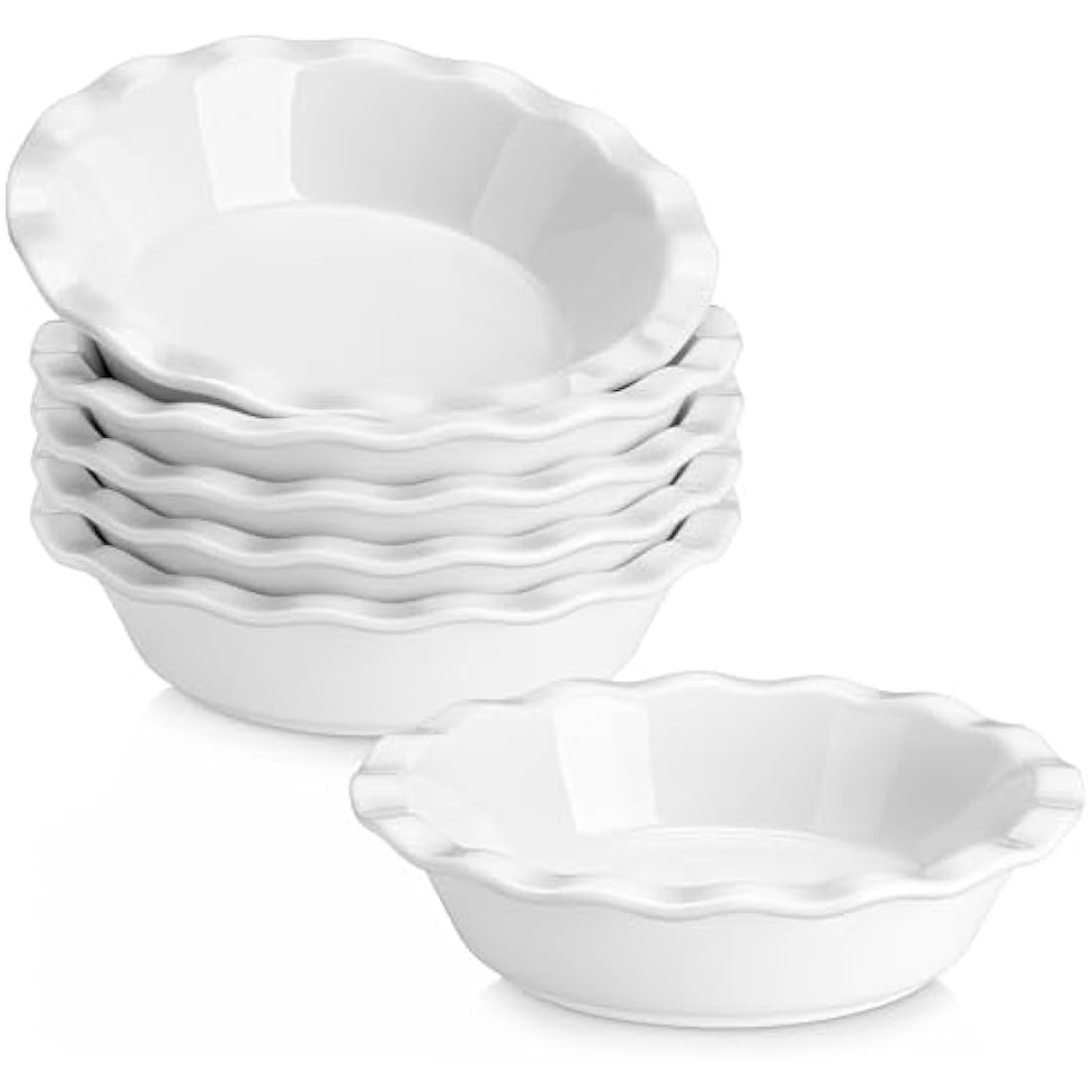 MALACASA Ceramic Mini Pie Dishes – 6.6 Inch Ivory White Baking Pans, 6PC