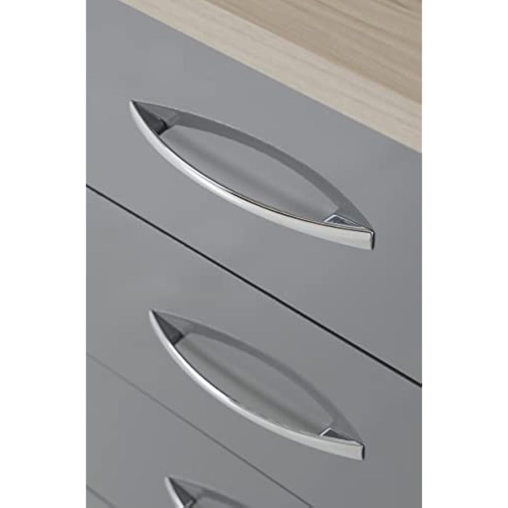 Seconique Nevada Dressing Table Set - 4 Drawers & Mirror - Grey Gloss