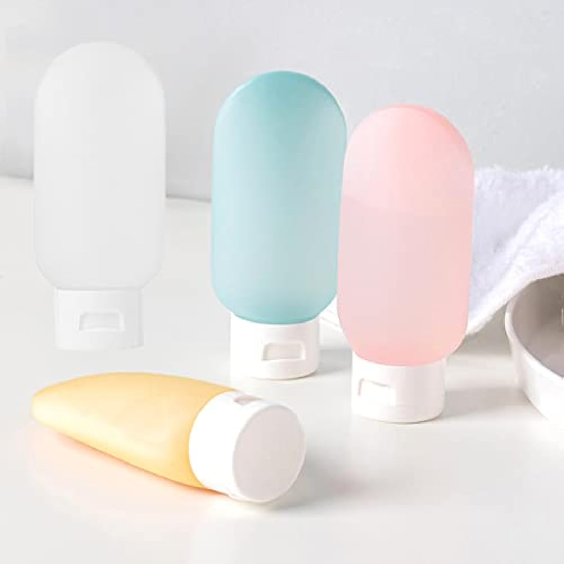 ZALUJMUS Leak Proof Silicone Travel Bottles - 4 Pcs Refillable Set (60ml)