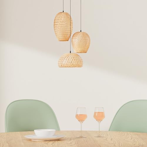 Jolof Store Bamboo Lantern Pendant Lamp – Retro Handwoven Chandelier