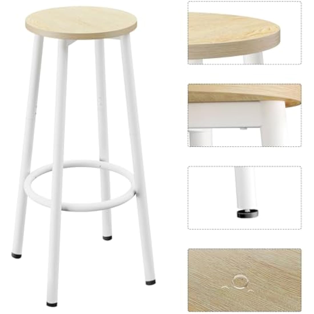 YMYNY Industrial Bar Stools Set of 2 | 64CM Round Kitchen Stools