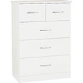 Seconique Nevada 3+2 Drawer Chest – White High Gloss Bedroom Dresser