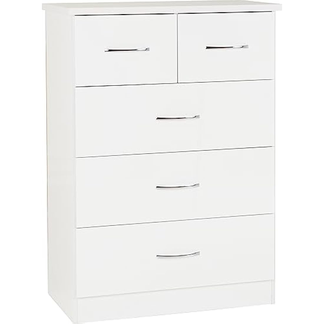 Seconique Nevada 3+2 Drawer Chest – White High Gloss Bedroom Dresser