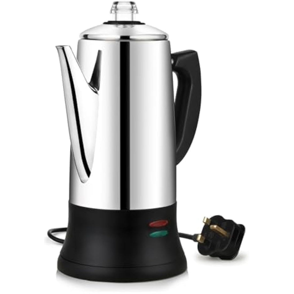 12-Cup Electric Coffee Percolator | Stainless Steel 1.2L