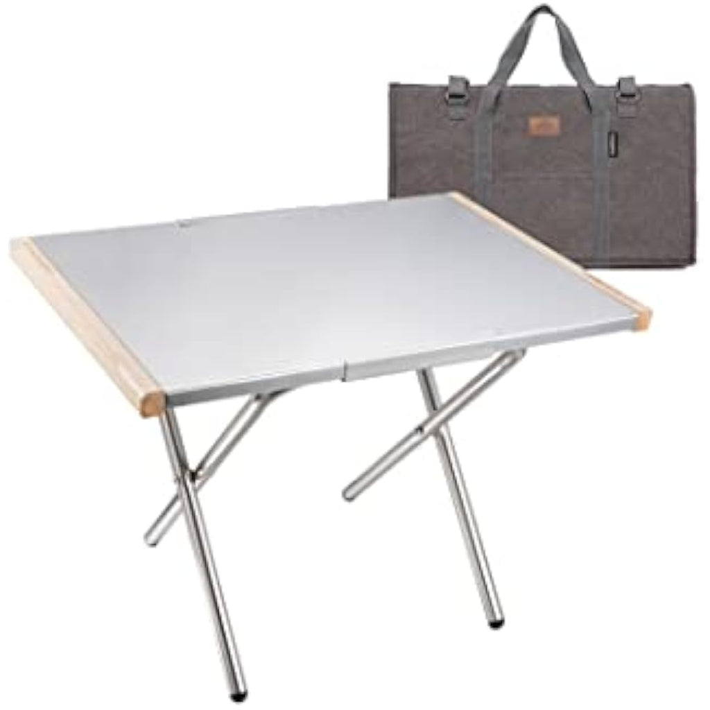 CAMPINGMOON Heat-Resistant Stainless Steel Foldable Camping Side Table