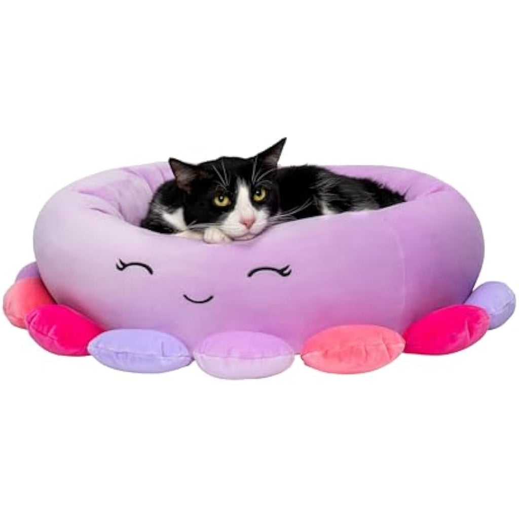 Squishmallows Beula Octopus Pet Bed – 24-Inch Ultrasoft Plush, Purple