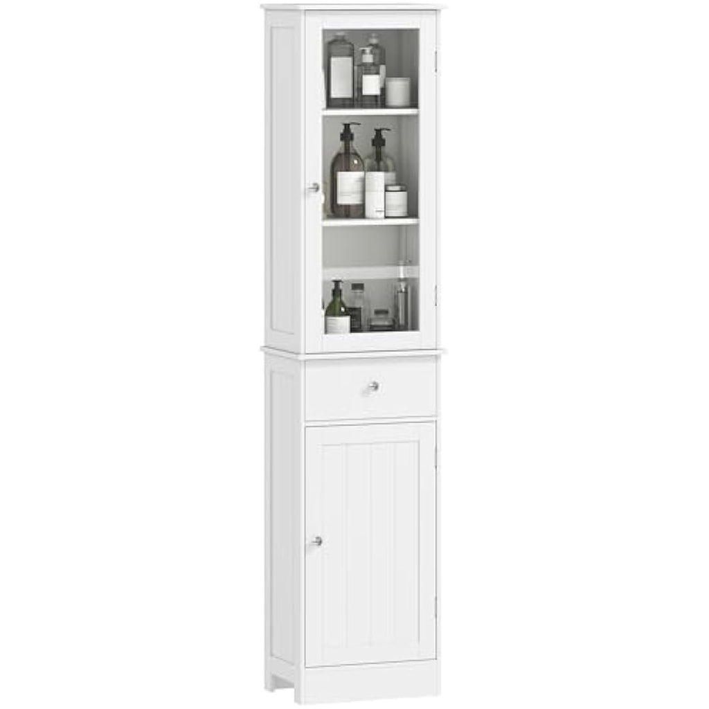 Slim Bathroom Storage Cabinet – Tall 3-Tier Shelf & Drawer