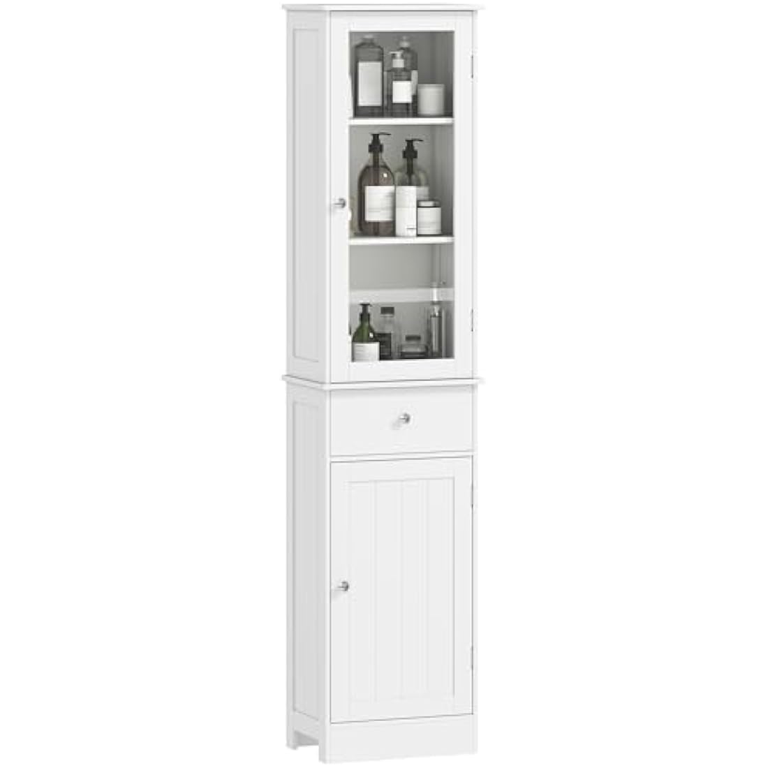 Slim Bathroom Storage Cabinet – Tall 3-Tier Shelf & Drawer