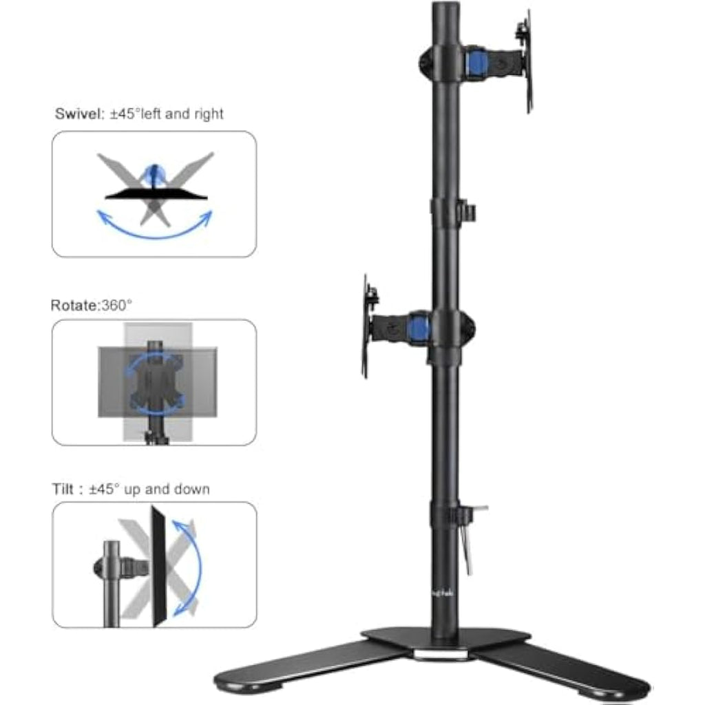 Suptek Dual Monitor Stand – 80cm Tall Vertical Mount for 13-27" Screens