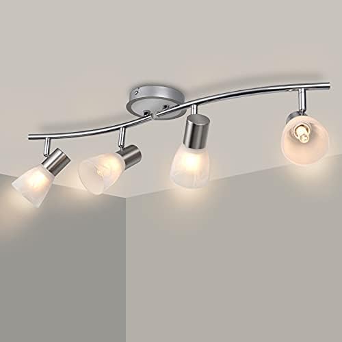 Unikcst 4-Way LED Ceiling Spotlights | Chrome & Glass Adjustable Lamp