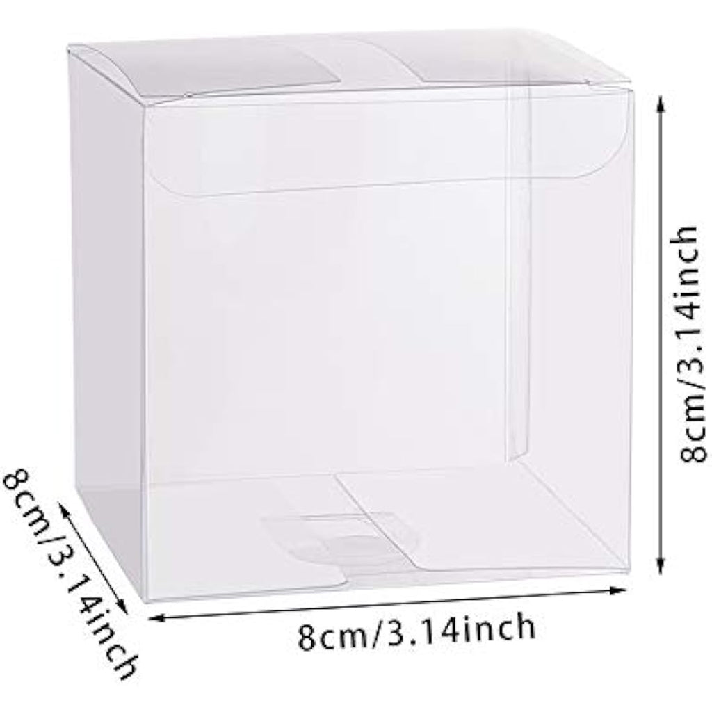 BENECREAT 30PCS Clear PVC Cube Gift Boxes | 8x8x8cm Transparent Favor Boxes