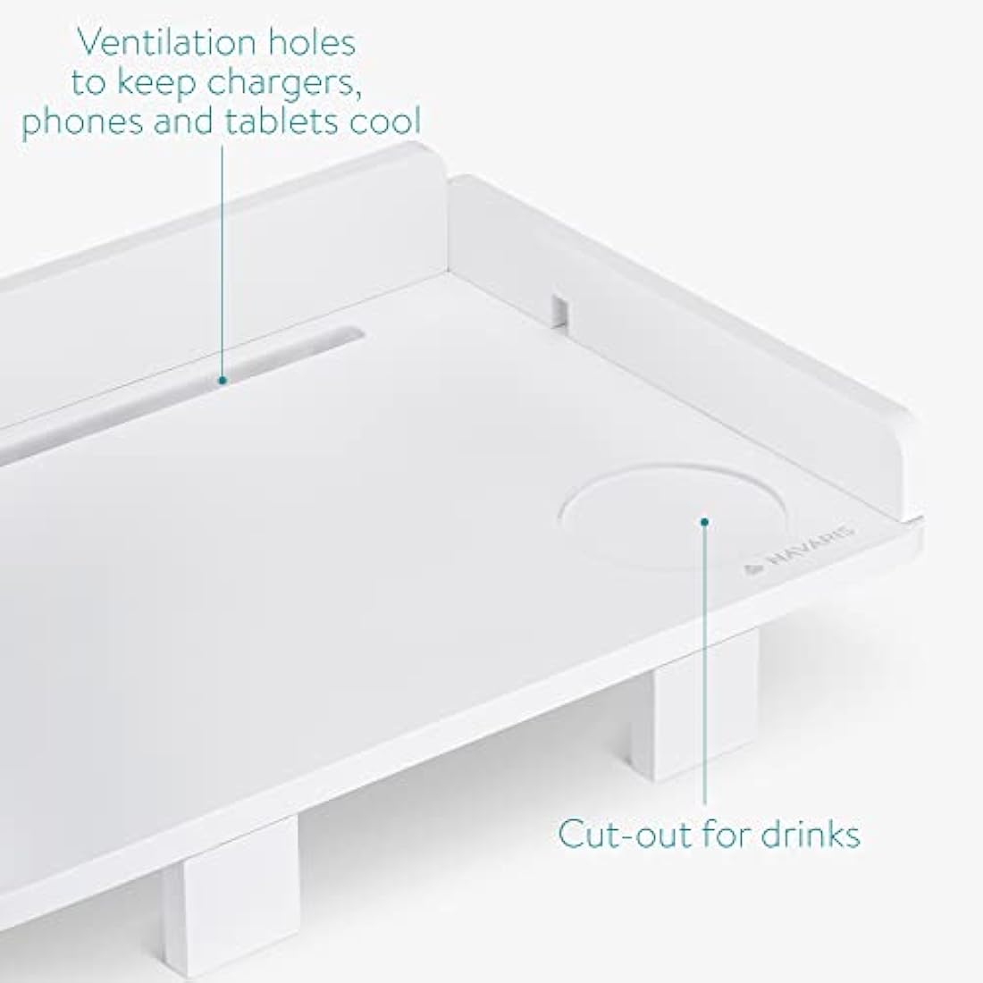 Navaris Clip-on Bedside Shelf – Bamboo Hanging Tray for Bunk Beds, White
