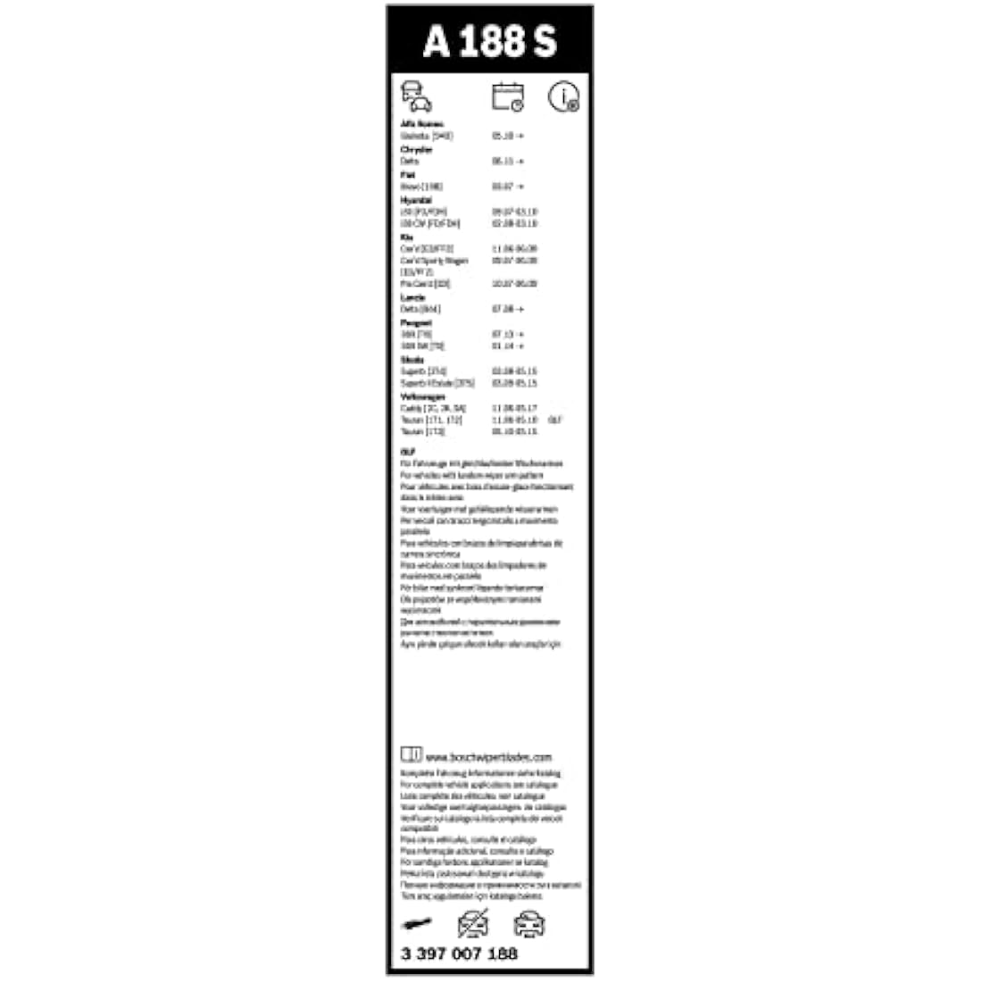 Bosch Aerotwin A188S Front Wiper Blade Set – 600mm/450mm Length