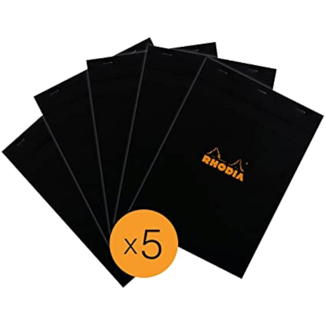 Rhodia N°18 Stapled Notepad – A4 Black 5x5 Grid 80g Paper – Pack of 5