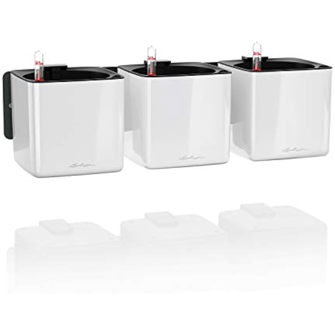 LECHUZA Self-Watering Indoor Green Wall Kit | Glossy White Herb Planter