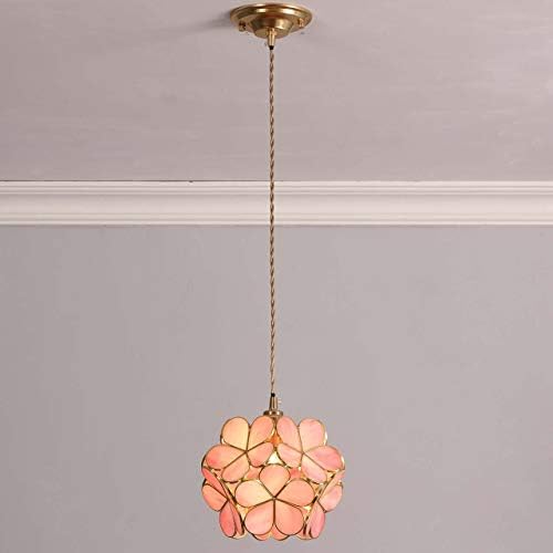 Bieye Cherry Blossom Tiffany Style Stained Glass Pendant Light – 8" Pink