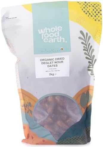 Wholefood Earth Organic Pitted Deglet Nour Dates – 2kg Raw Vegan Snack