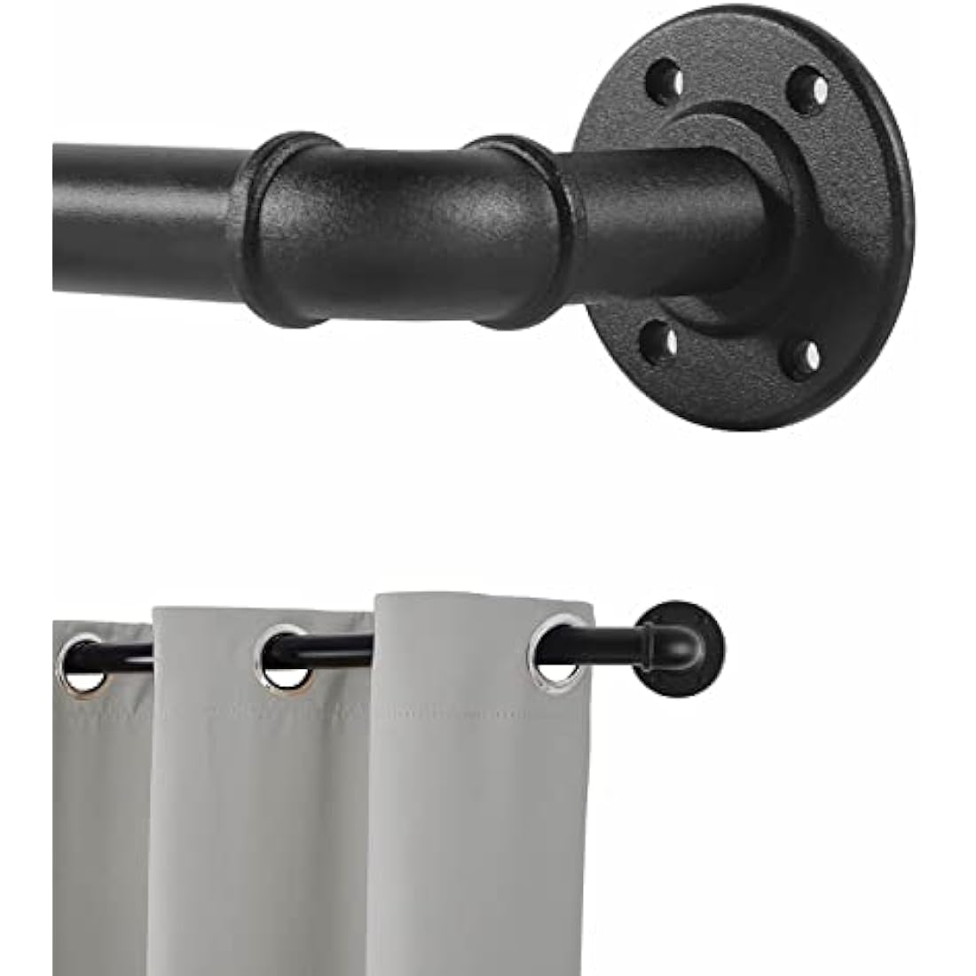 Jolof Store Industrial Black Curtain Pole – Heavy Duty Metal Rod 135-365cm