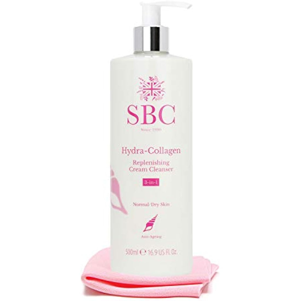 SBC Skincare Hydra-Collagen Replenishing Cream Cleanser & Shammy 500ml
