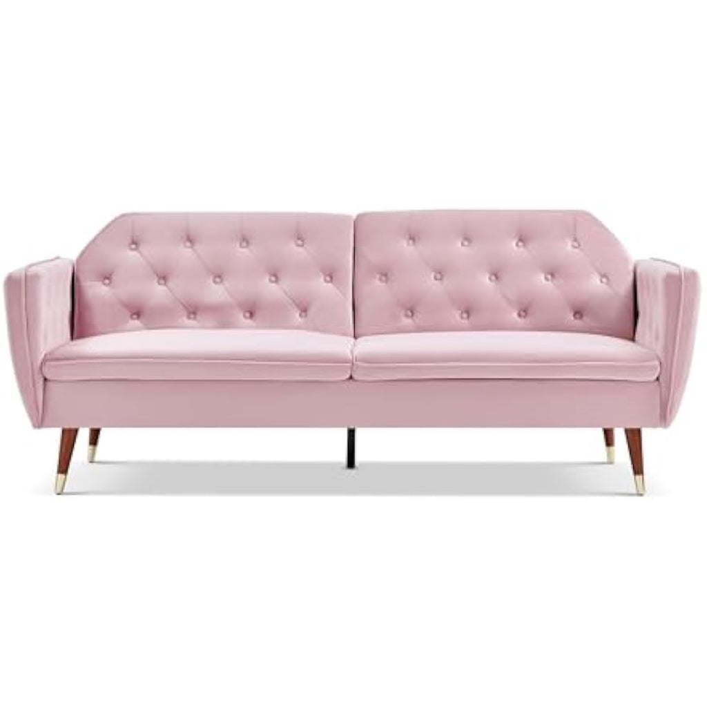 Bravich Victoria 3 Seater Velvet Sofa Bed with Gold Legs – Rose