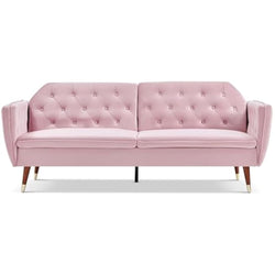Bravich Victoria 3 Seater Velvet Sofa Bed with Gold Legs – Rose