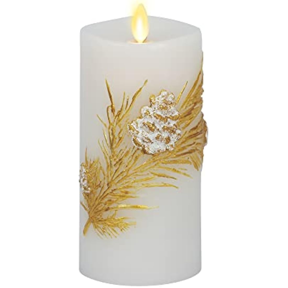 Luminara White Pinecone Flameless LED Candle – 6.5" Real Wax Pillar