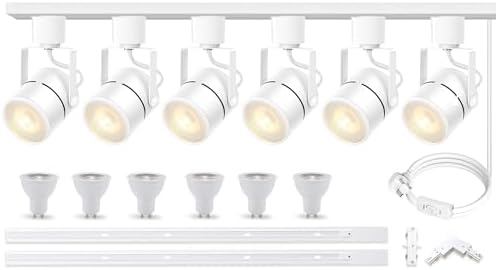 Bravsekai 6-Light LED Track Lighting Kit | Dimmable GU10 Warm White Rails