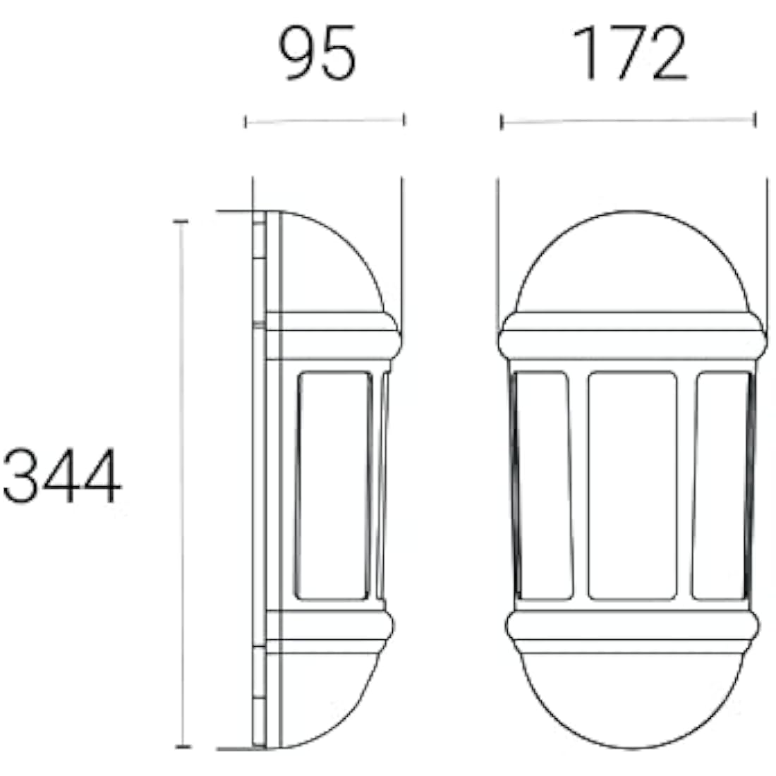 4lite Outdoor LED Half Wall Lantern | Black IP65 Motion Sensor Lamp