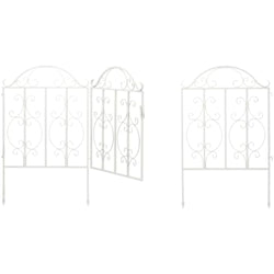 Relaxdays Ornate Steel Garden Gate – Vintage White Fence, 185 x 98.5 cm