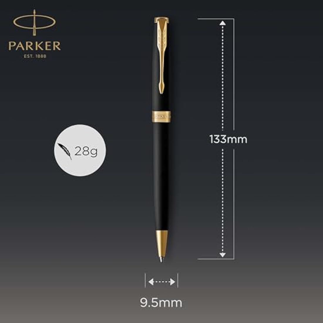 Parker Sonnet Ballpoint Pen – Matte Black Lacquer with Gold Trim