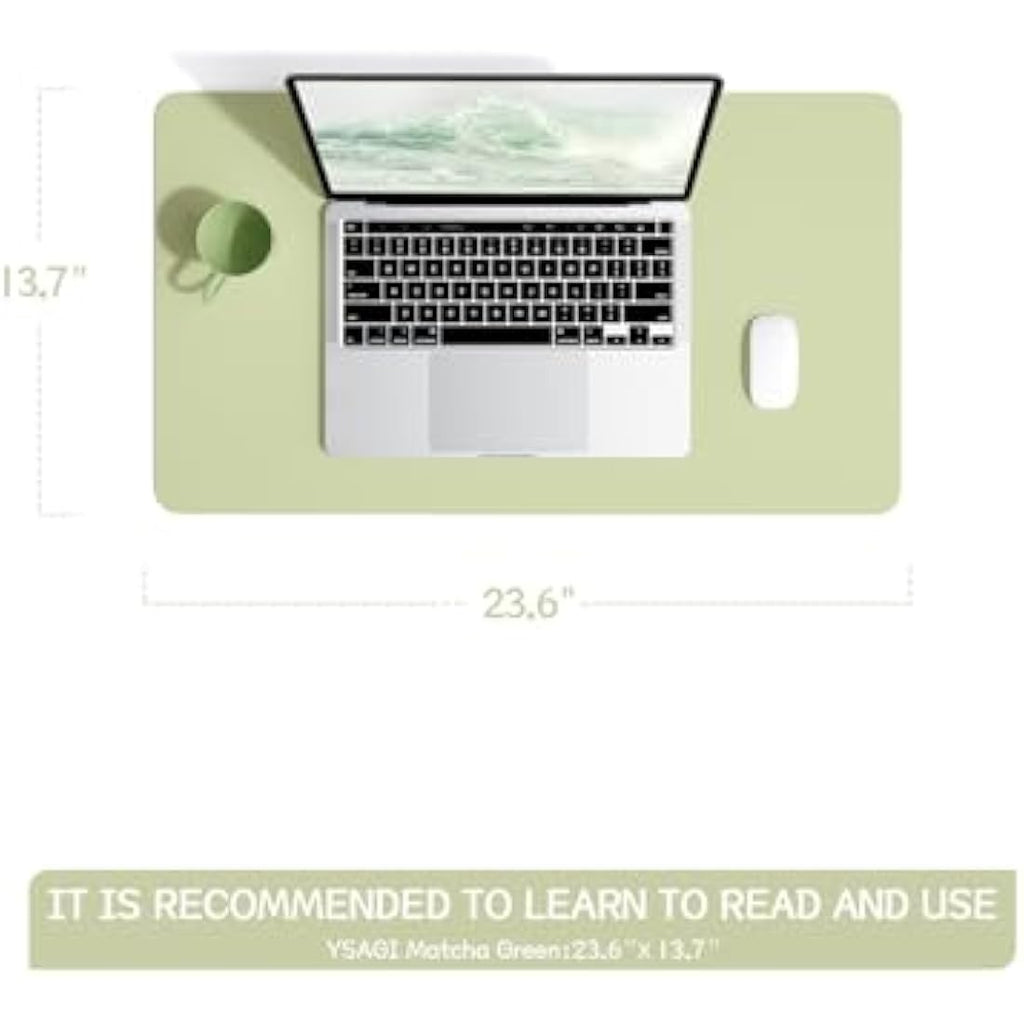 YSAGi Non-Slip PVC Leather Desk Pad | Waterproof Writing Mat, Matcha Green