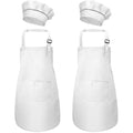 Kids Apron and Chef Hat Set – White Adjustable Bib with Pockets
