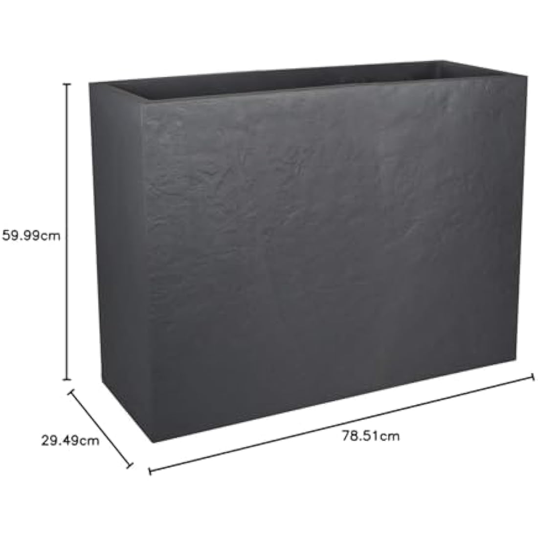 EDA Volcania Loft L - 46L Stone Effect Planter - Charcoal Grey