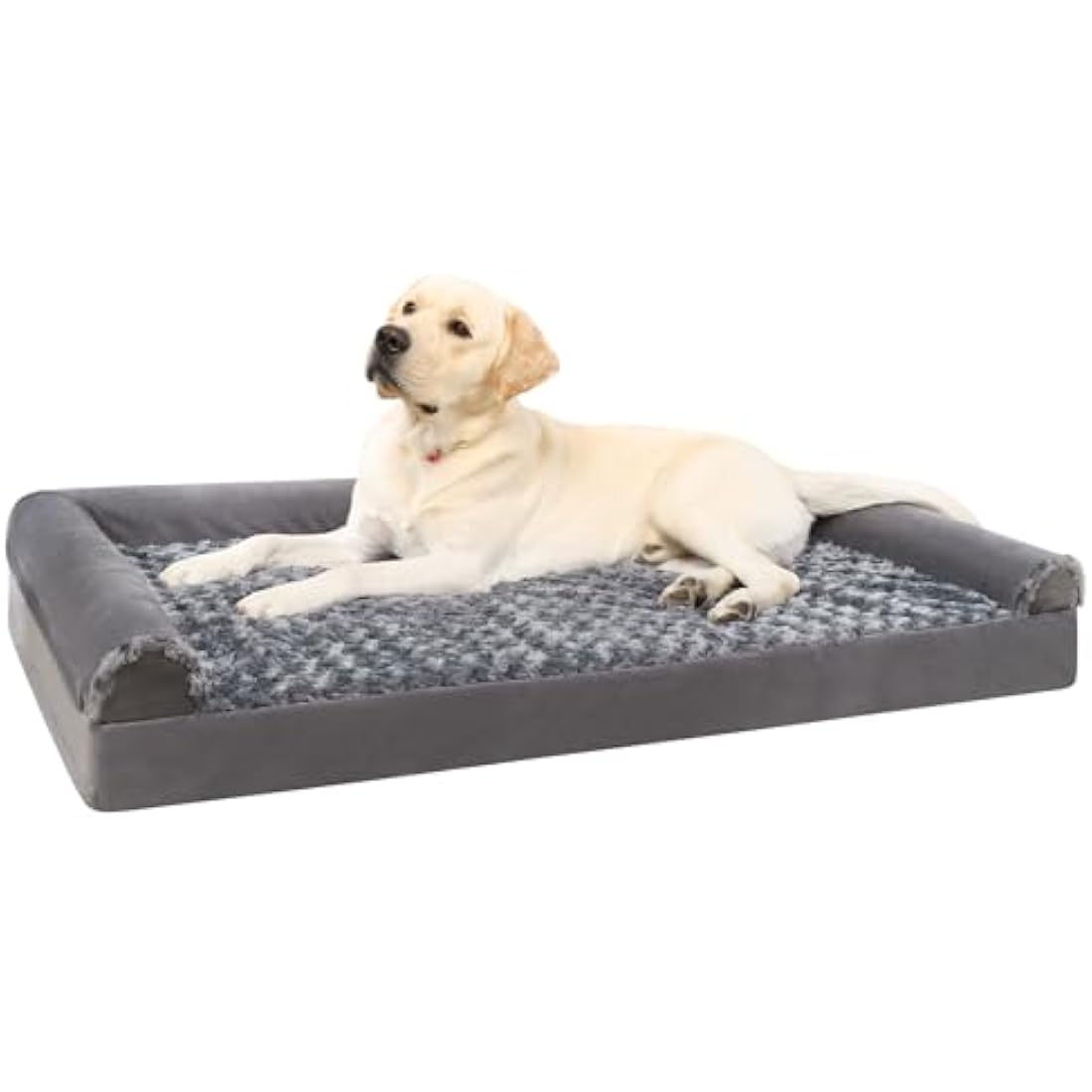 KSIIA XXL Orthopedic Dog Bed – Extra Large Washable Grey Sofa Bolster