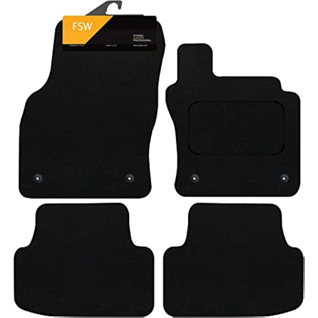 FSW Tailored Car Floor Mats for VW T-Roc 2017+ | Black Carpet 4pc Set