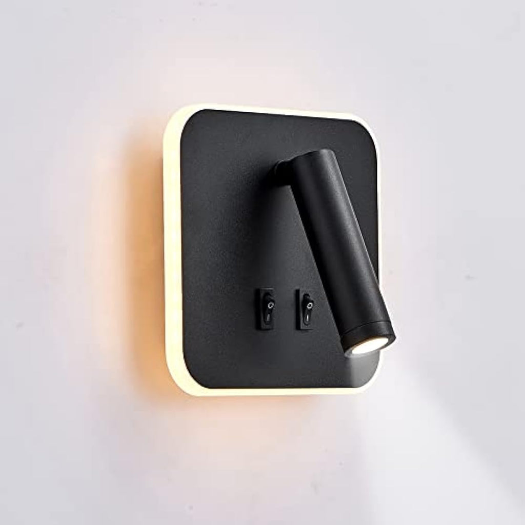 uksunvi LED Bedside Reading Wall Lamp | 12W Adjustable Spotlight - Black