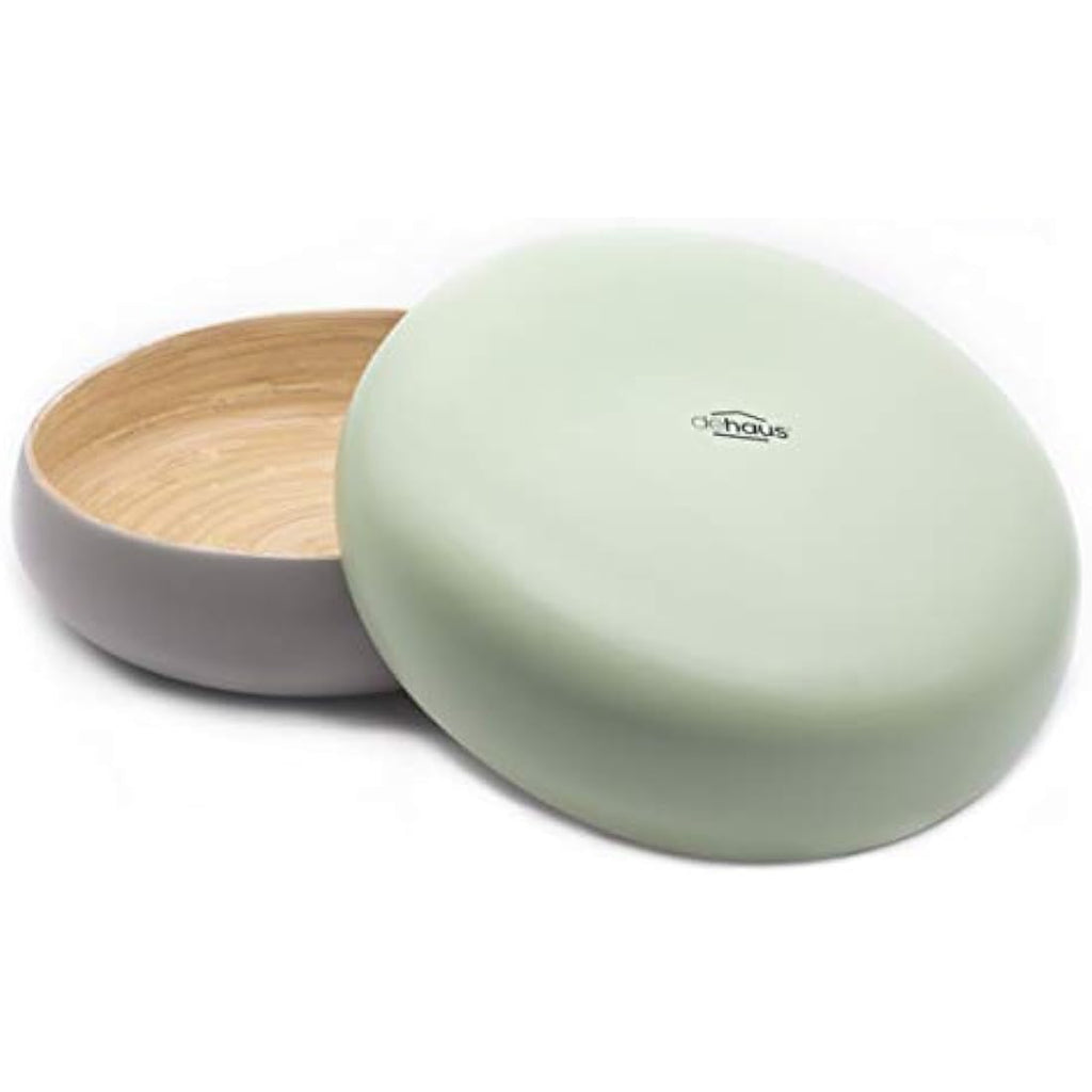 Dehaus Large Bamboo Fruit Bowl – 30cm Navy Blue Wooden Serving Bowl