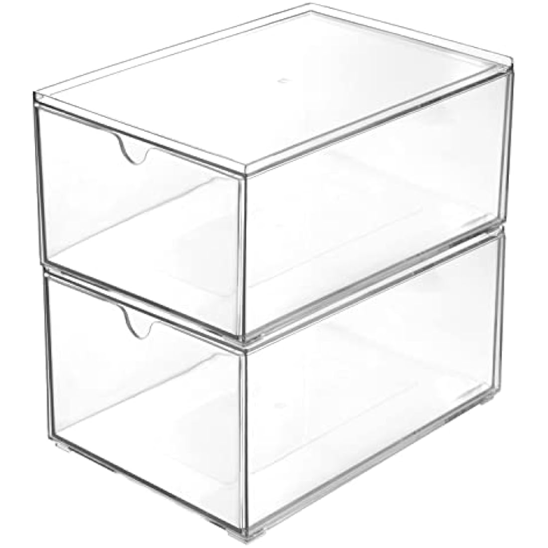 Youngever 2 Pack Stackable Clear Plastic Makeup Organizer Drawers