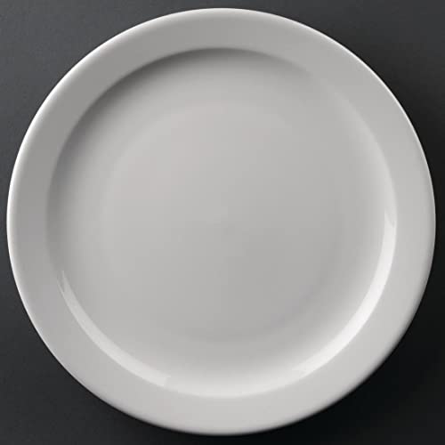 Olympia Athena White Porcelain Dinner Plates - 10 Inch Pack of 12