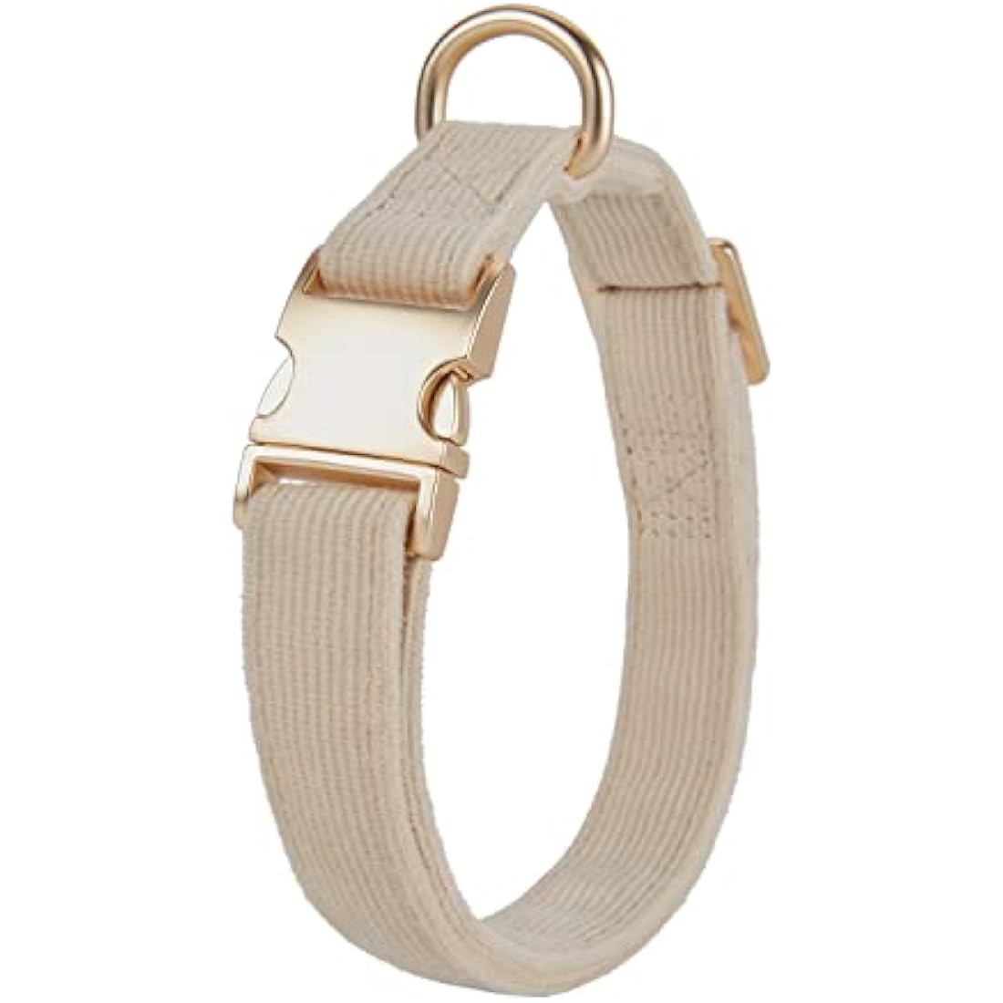 YUDOTE Cotton Corduroy Dog Collar for Sensitive Skin - Creamy White, Medium