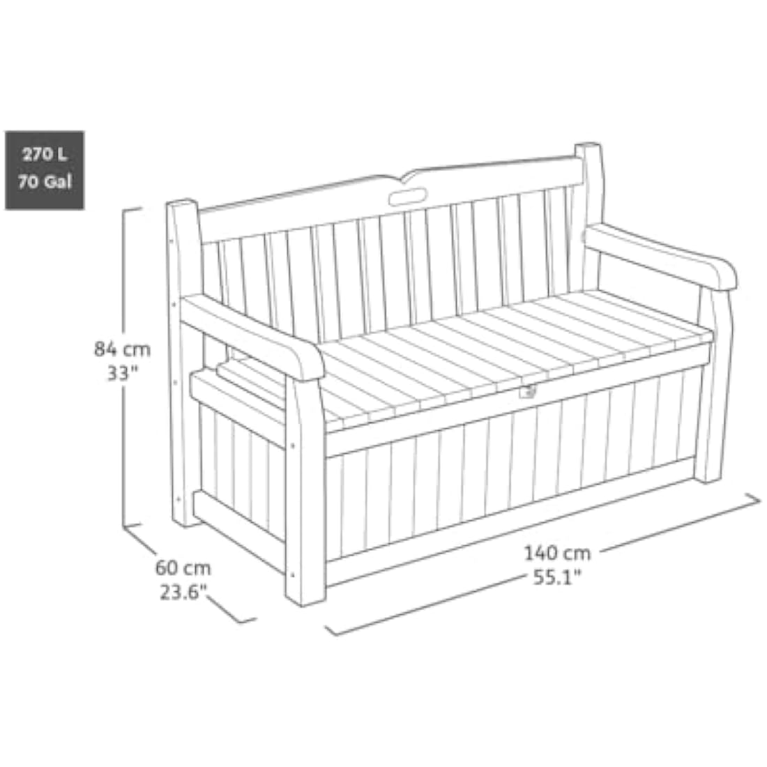 Keter Eden 265L Outdoor Garden Storage Bench – Weatherproof Resin