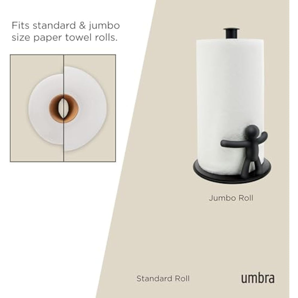 Umbra Buddy Paper Towel Holder – Modern Black Kitchen Countertop Stand