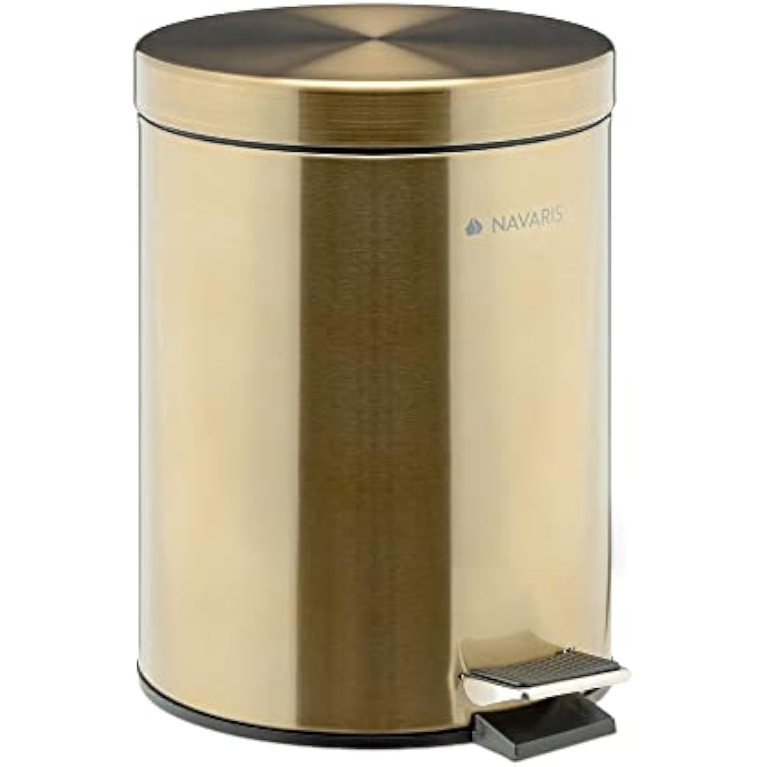 Navaris 5L Gold Pedal Bin – Metallic Bathroom Wastebin with Lid