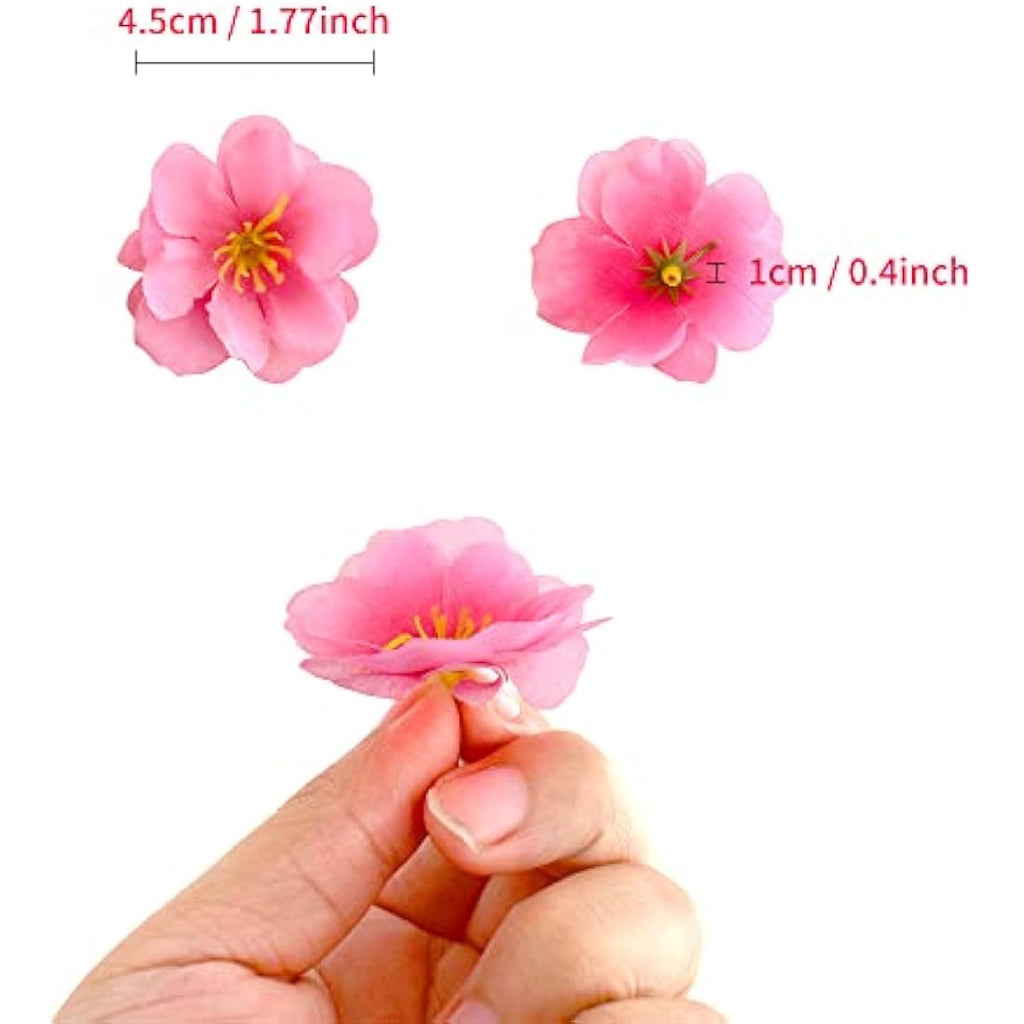Jolof Store 100PCS Silk Cherry Blossom Flower Heads for DIY Crafts - Pink