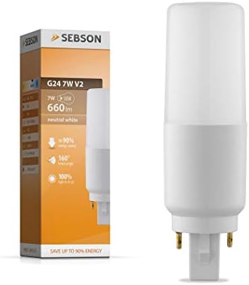 SEBSON G24 LED 7W Bulb 10-Pack | Neutral White 4000K | 50W Replacement