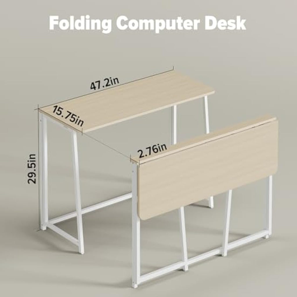 WOHOMO Folding Desk – Small Space Saving Computer Table, Oak