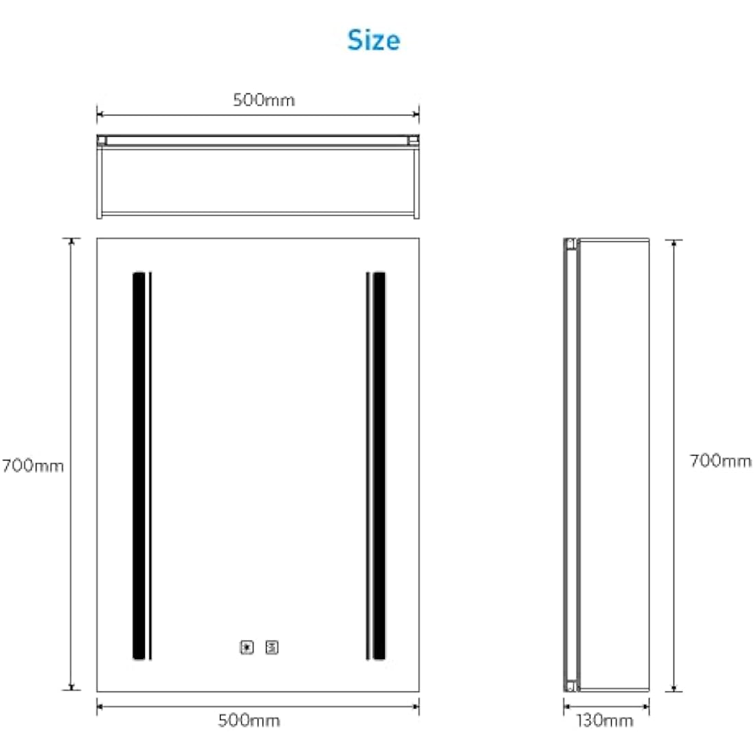 Tokvon Rivulet LED Bathroom Mirror Cabinet with Shaver Socket & Demister