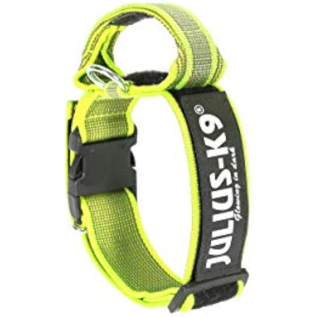 Julius-K9 Color and Gray Dog Collar with Handle - Neon-Gray, 50mm